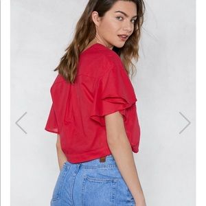 Nasty Gal Tops - Red Cropped Blouse Nasty Gal Tops - Red Cropped Blouse